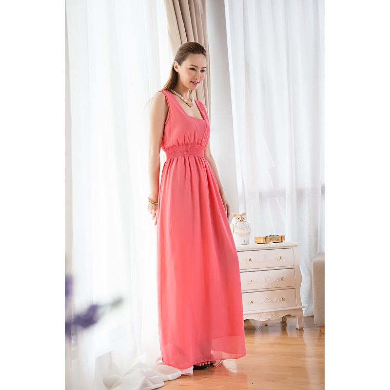 WD21173 Elegant Chiffon Dress Pink