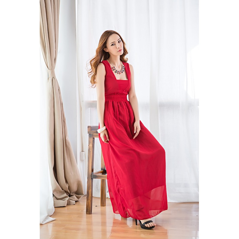 WD21173 Elegant Chiffon Dress Red