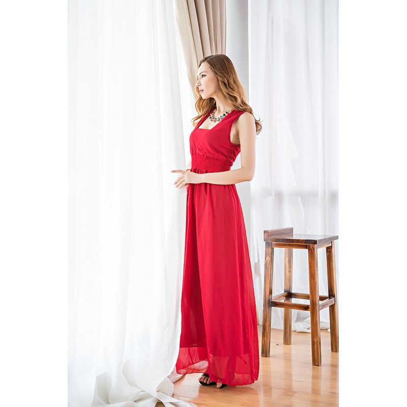 WD21173 Elegant Chiffon Dress Red