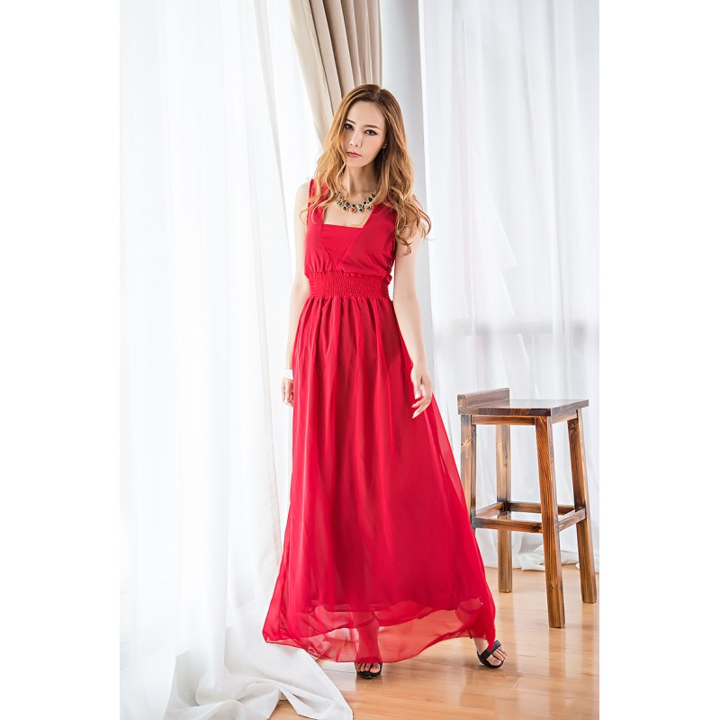 WD21173 Elegant Chiffon Dress Red