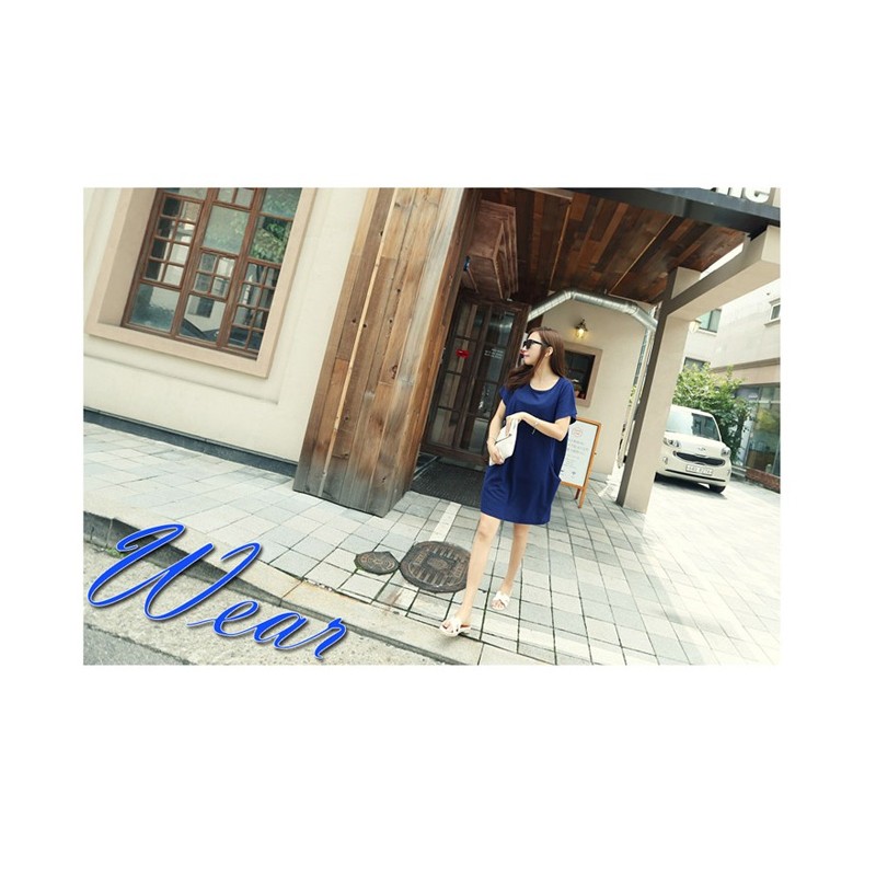 WD21174 Korea Stylish Dress Blue