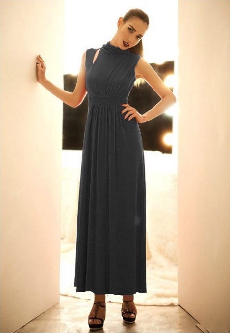 WD21176 Elegant Maxi Dress Grey