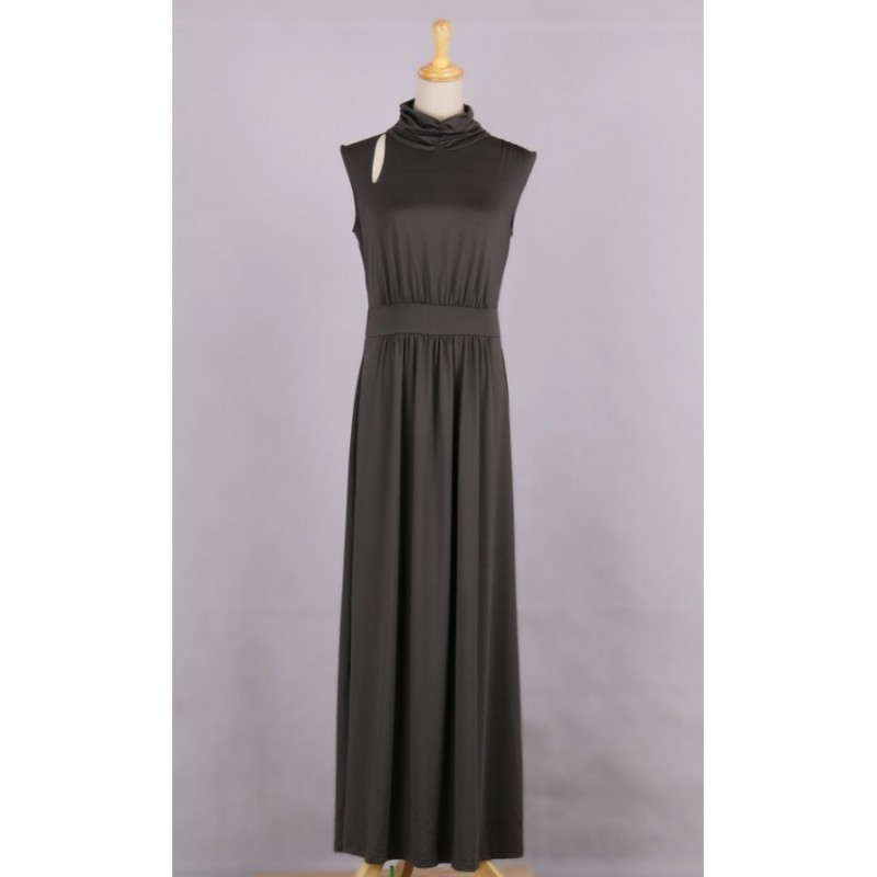 WD21176 Elegant Maxi Dress Grey