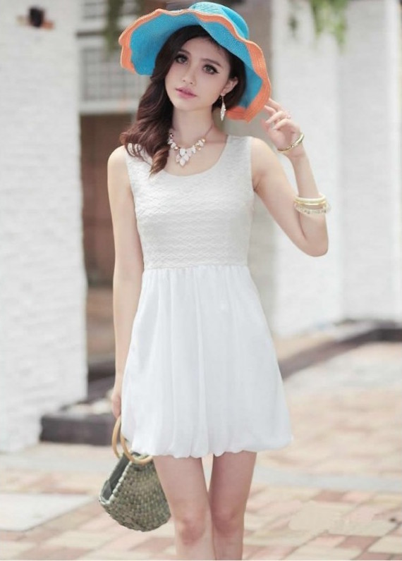 WD21186 Lovely Dress White