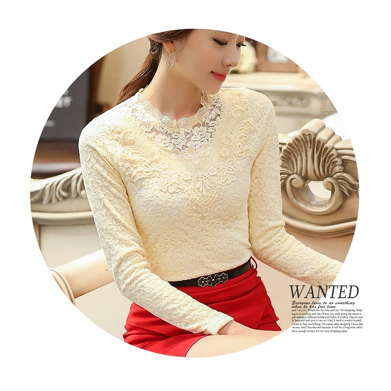 WT21189 Lovely Lace Top Almond