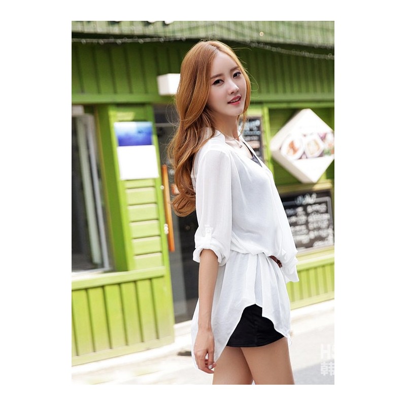 WT21190 Fashion Chiffon Top White