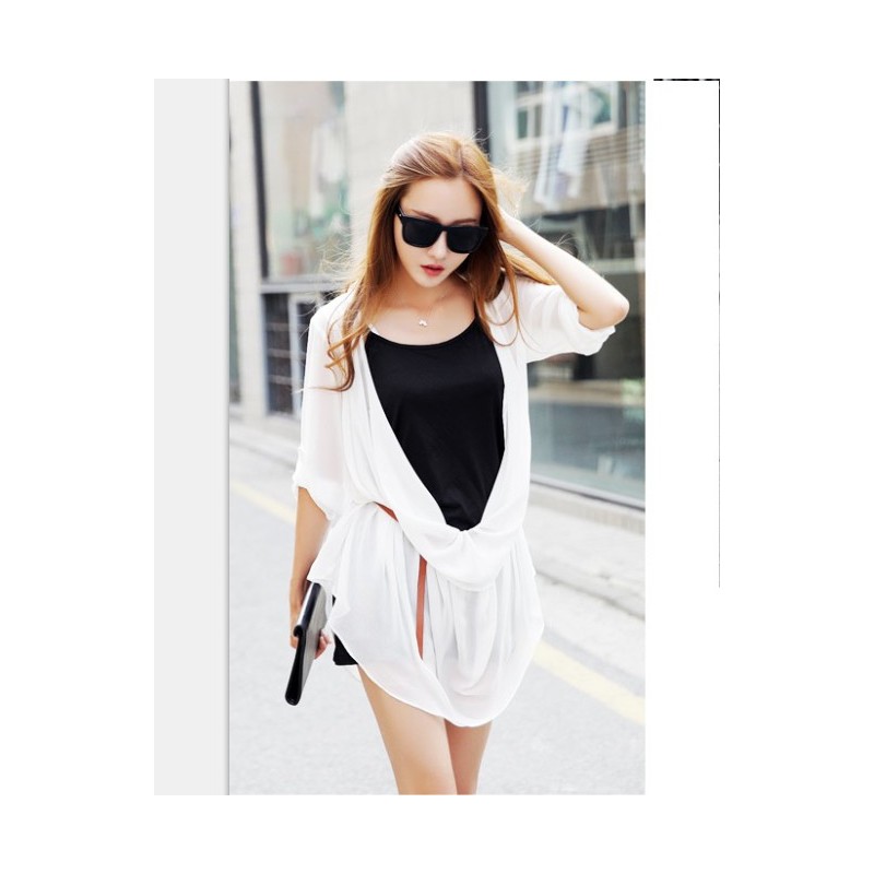 WT21190 Fashion Chiffon Top White