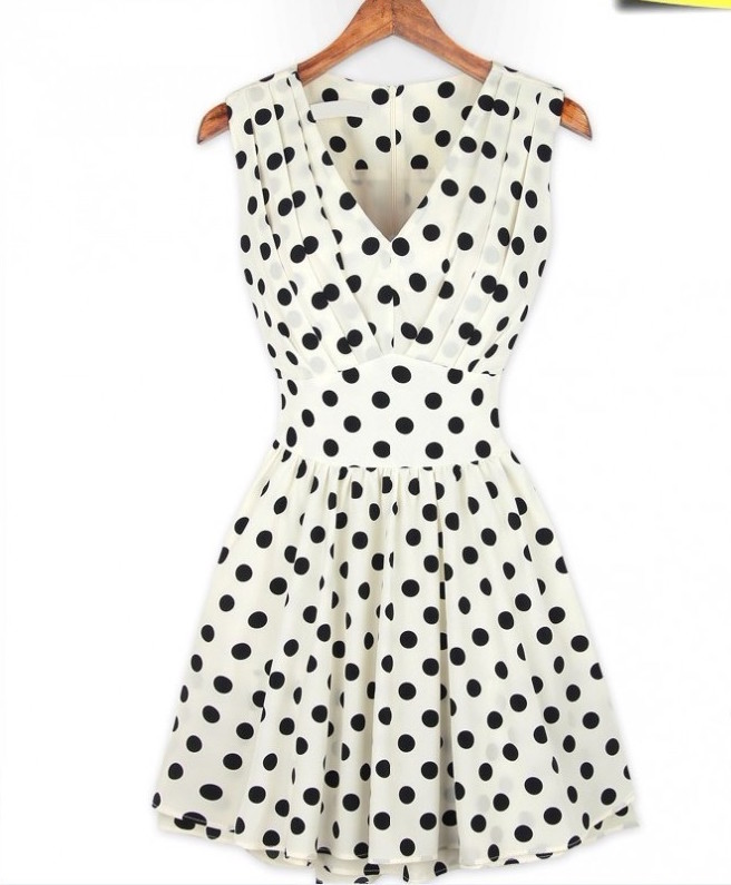 WD21191 Sweet Polka Dot Dress White