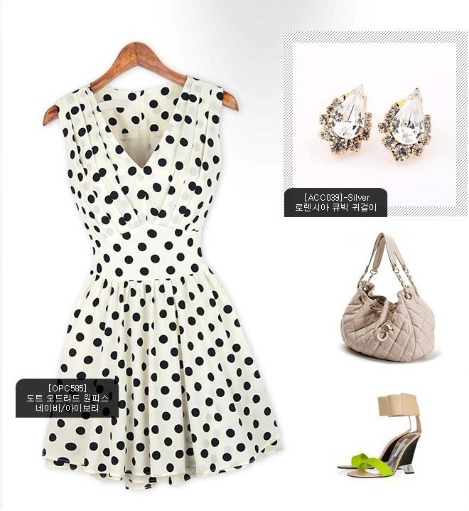 WD21191 Sweet Polka Dot Dress White