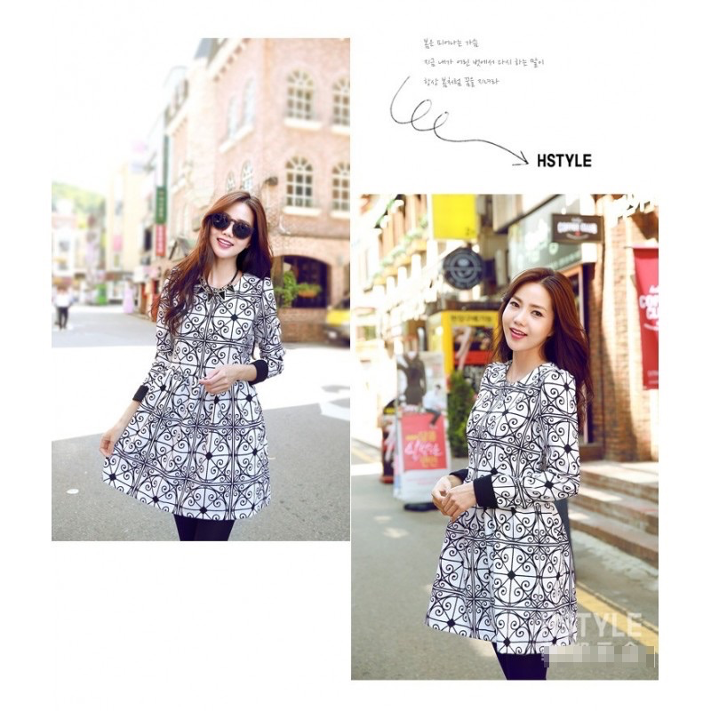 WD21192 Korea Stylish Dress White