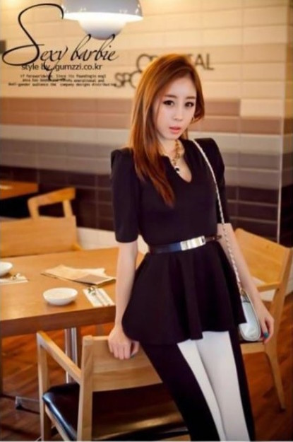 WT21202 Korea Fashion Top Black