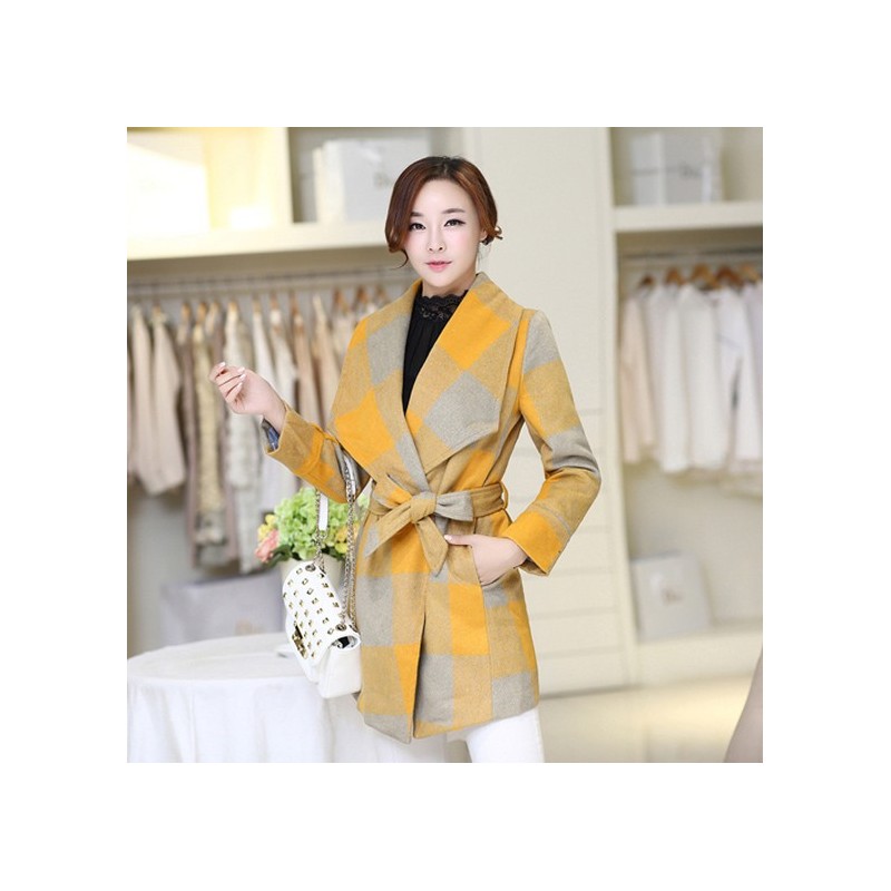 WJ21207 Fashion Woolen Coat Yellow