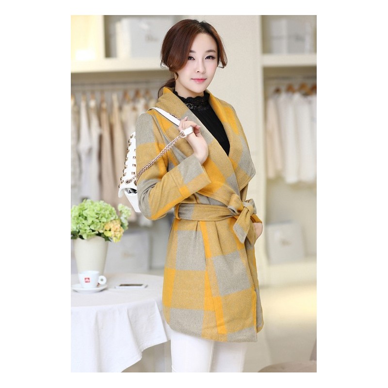 WJ21207 Fashion Woolen Coat Yellow