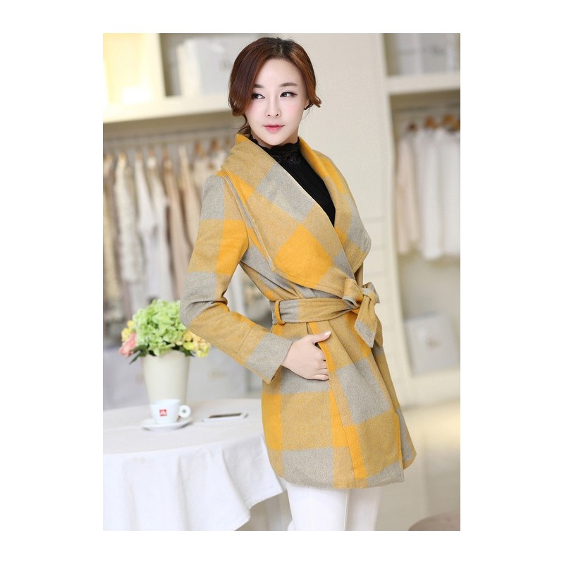 WJ21207 Fashion Woolen Coat Yellow