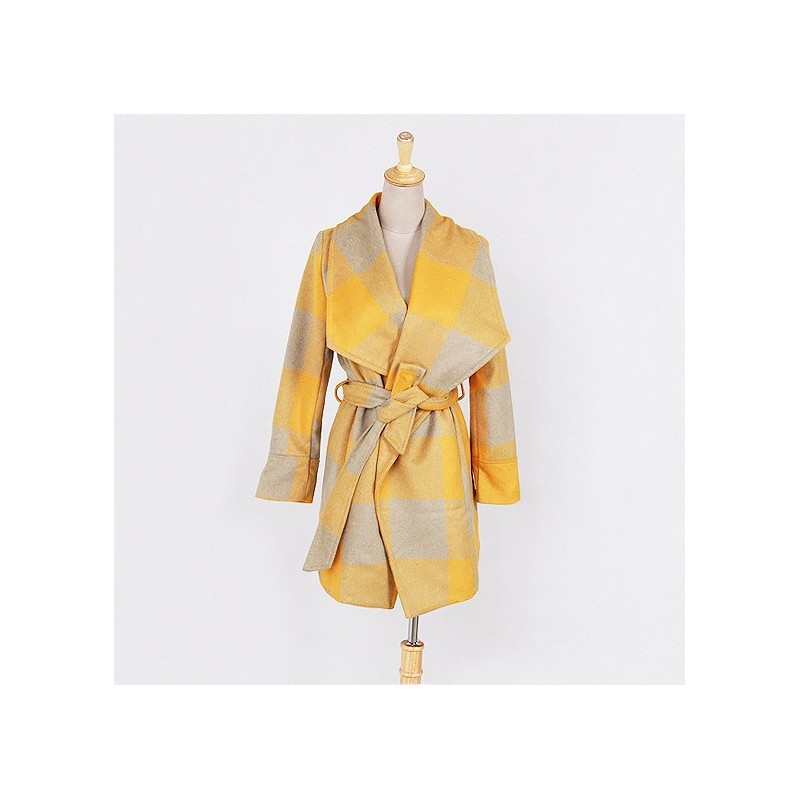 WJ21207 Fashion Woolen Coat Yellow