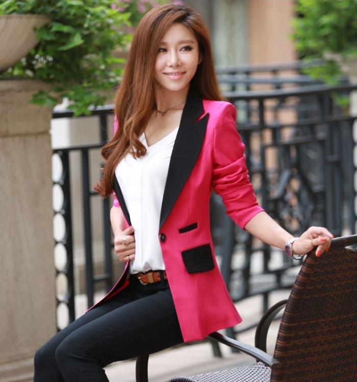 WJ21212 Fashion OL Coat Dark Pink