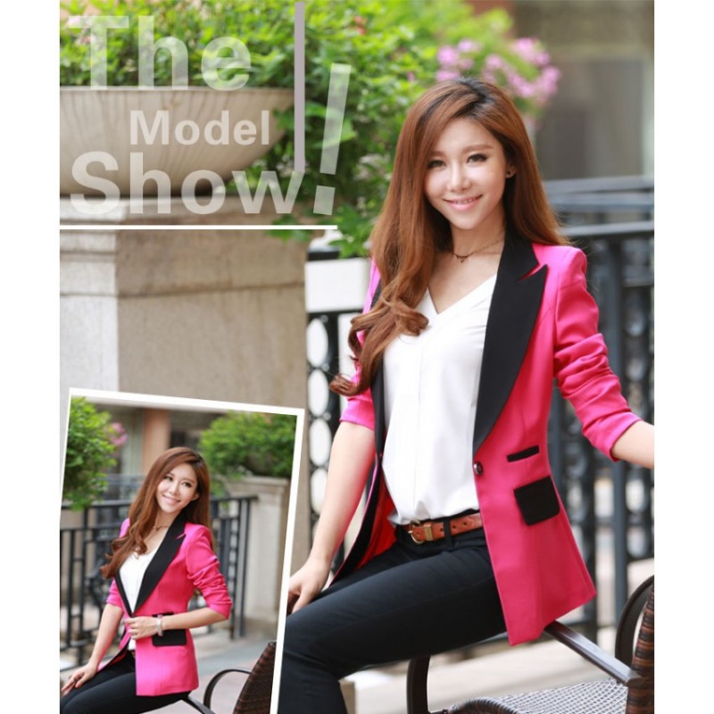 WJ21212 Fashion OL Coat Dark Pink