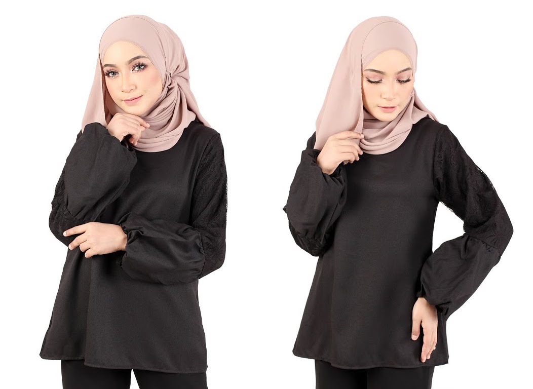 QA-368 Fashion Muslimah Blouse Black