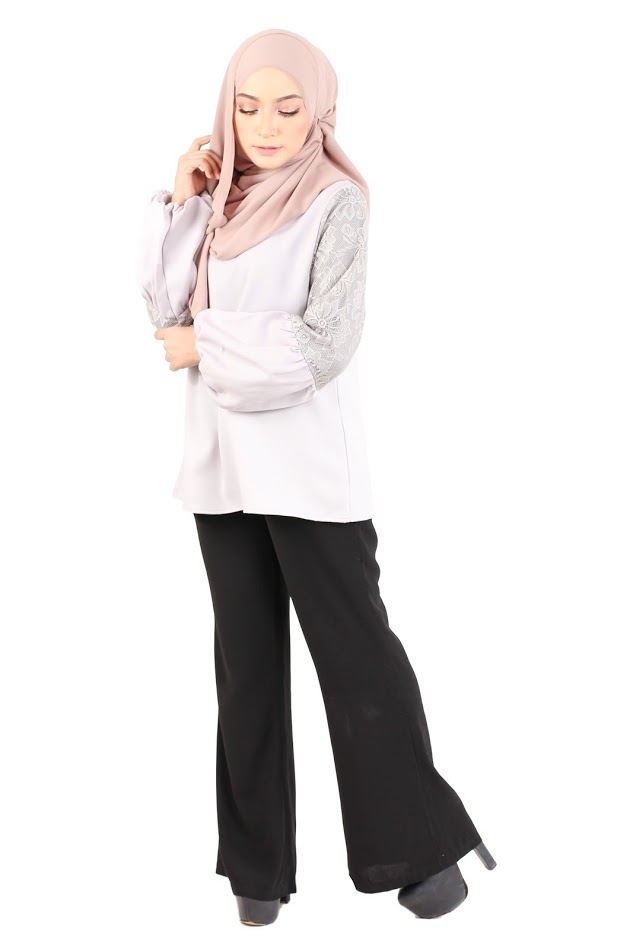 QA-368 Fashion Muslimah Blouse Grey