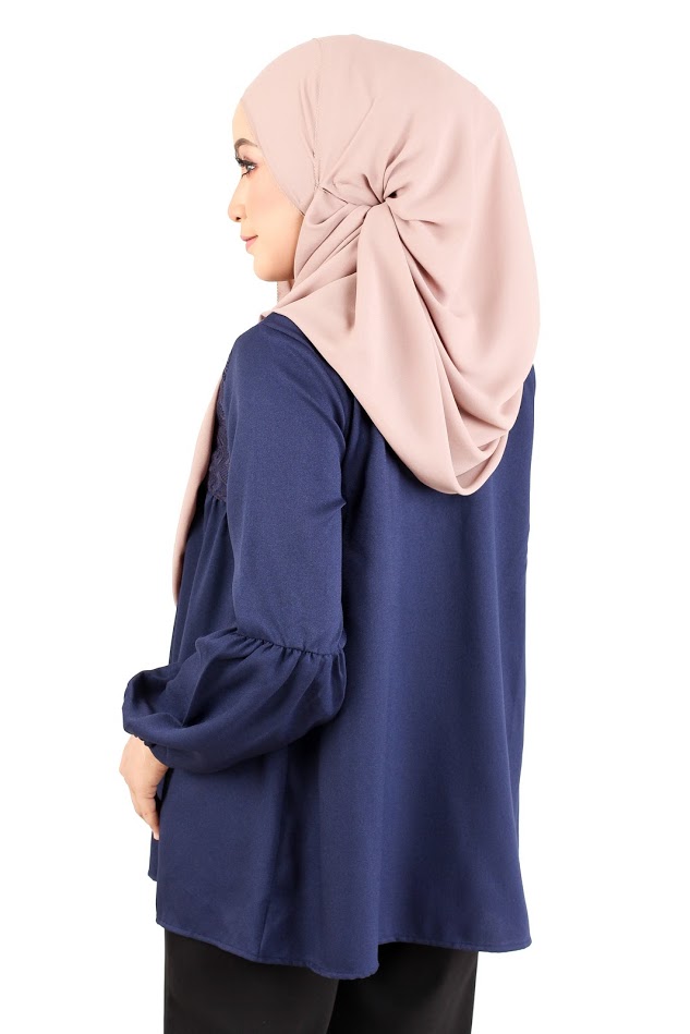 QA-369 Muslimah Maternity Lace Top Dark blue