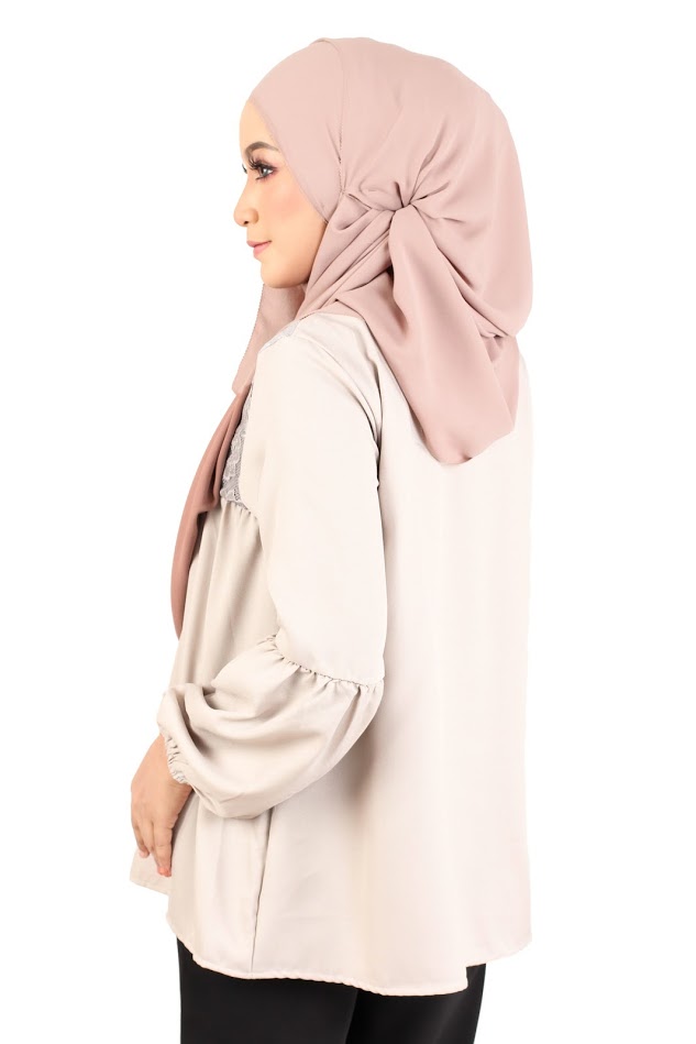 QA-369 Muslimah Maternity Lace Top Grey