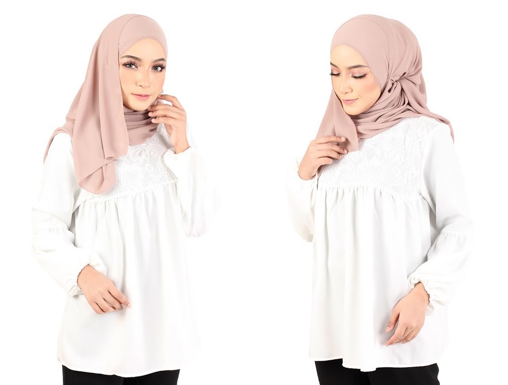 QA-369 Muslimah Maternity Lace Top White