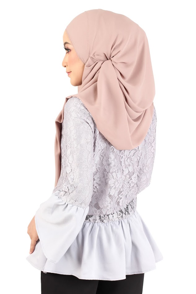 QA-370 Muslimah Bell Sleeves Top Grey