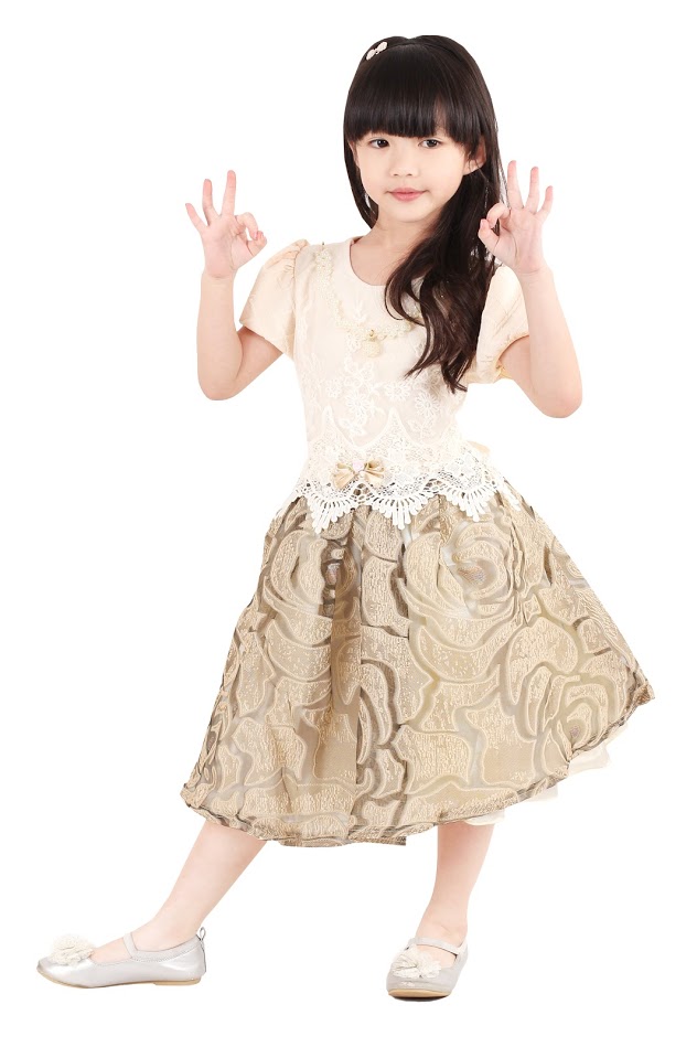 QA-375 Lovely Floral Dress Gold