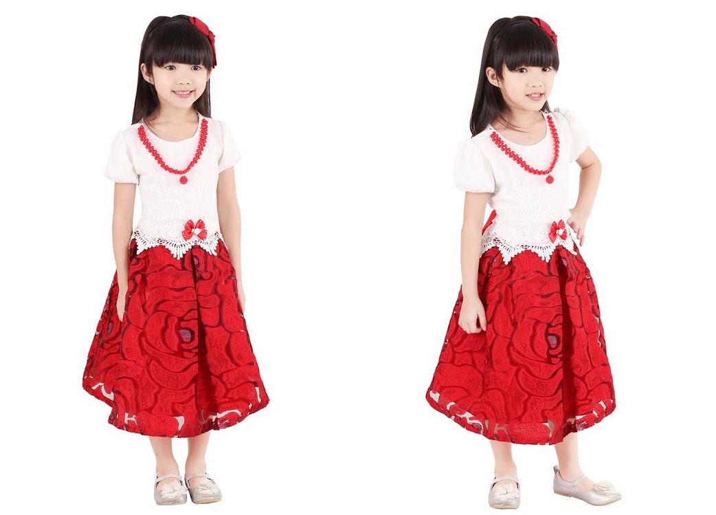 QA-375 Lovely Floral Dress Red