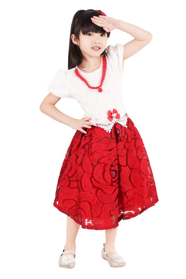 QA-375 Lovely Floral Dress Red