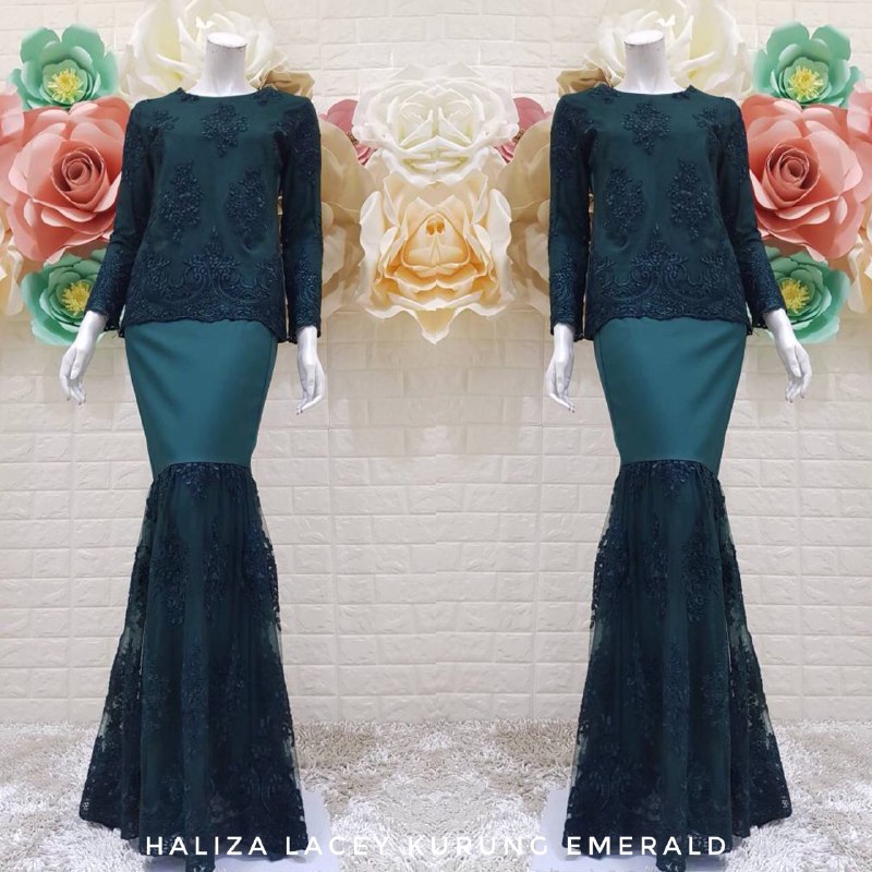 1112 Haliza Lacey Kurung Emerald