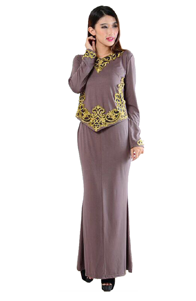 JW5024 Baju Kurung With Embroidery Coffee