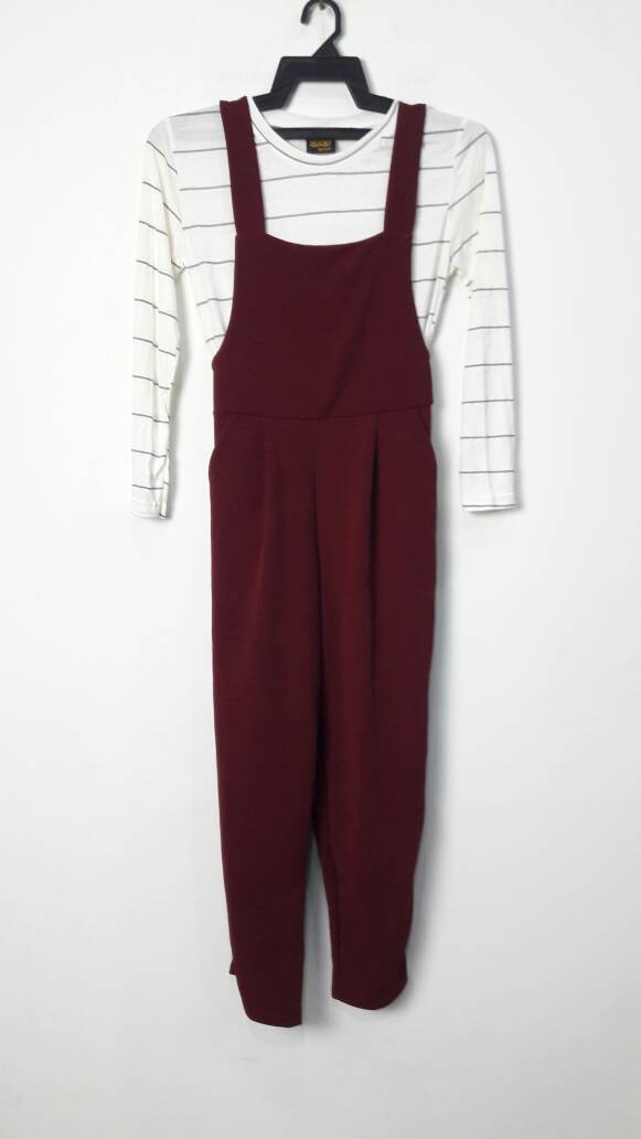 JW5026 Stripe Inner Jumpsuit Maroon