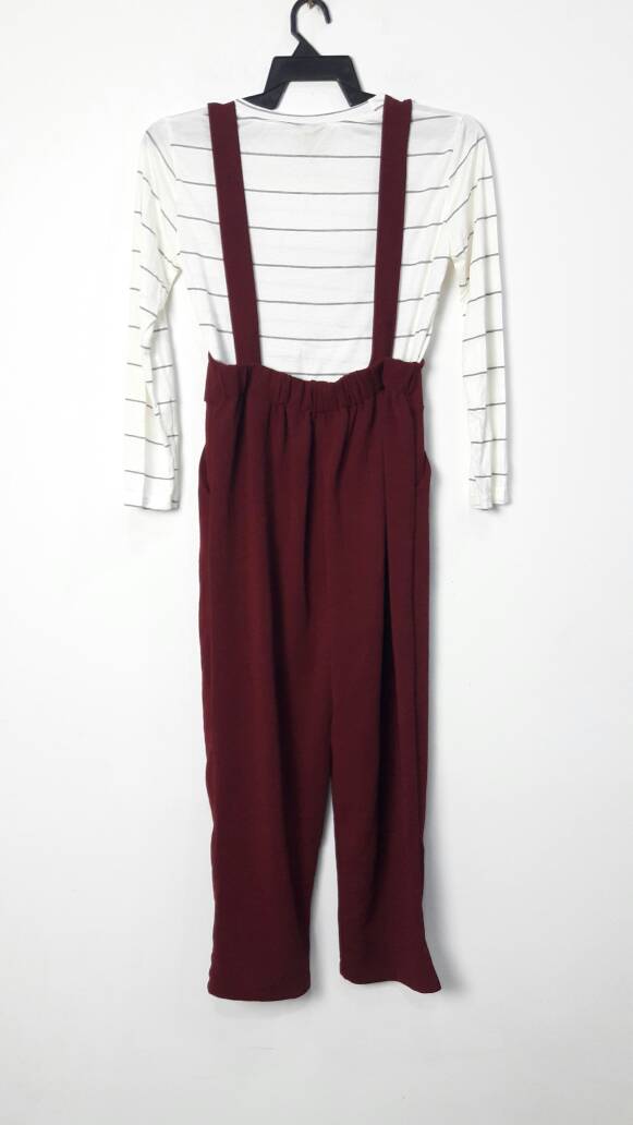 JW5026 Stripe Inner Jumpsuit Maroon