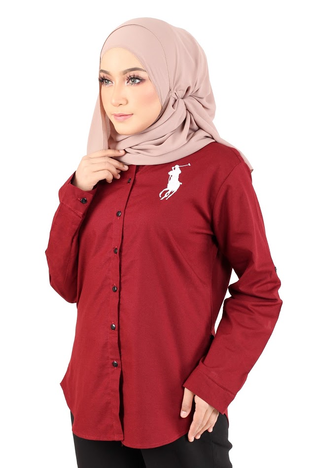 QA-362 Basic Long Sleeves Shirt Maroon