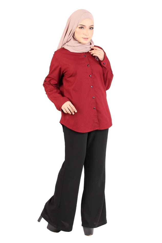 QA-362 Basic Long Sleeves Shirt Maroon