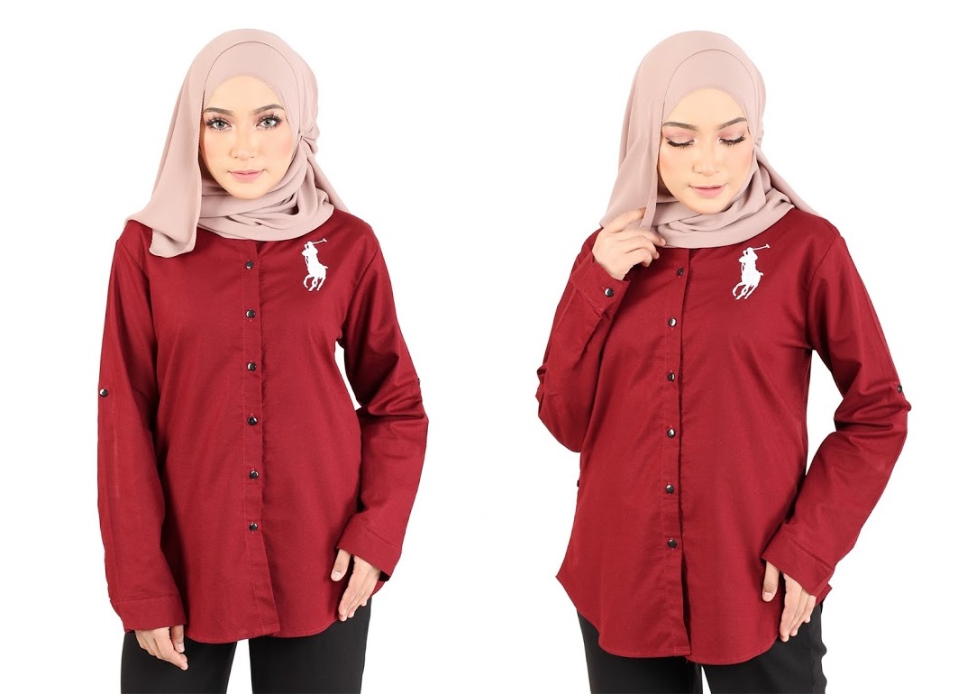 QA-362 Basic Long Sleeves Shirt Maroon