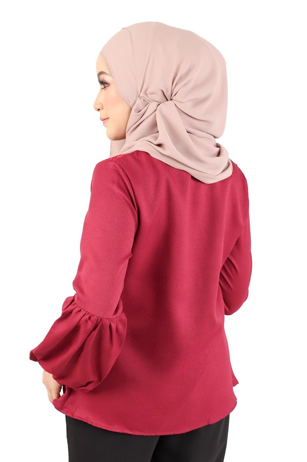 QA-365 Muslimah Lace Blouse Maroon