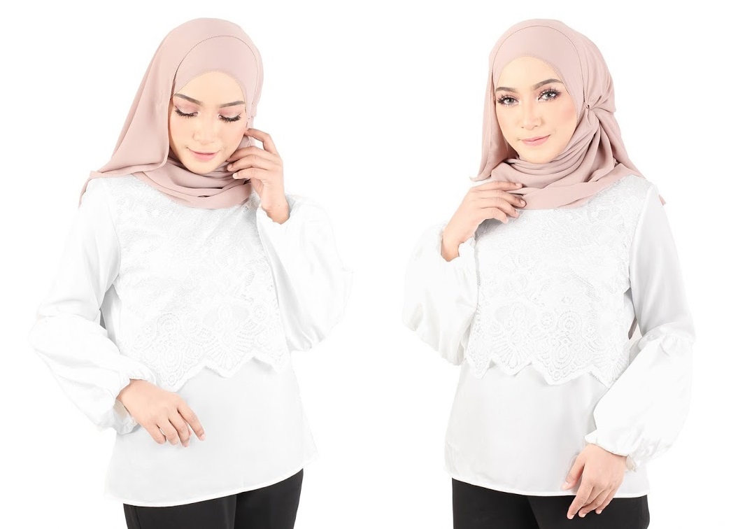 QA-365 Muslimah Lace Blouse White