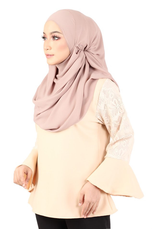 QA-366 Muslimah Flounce Sleeves Blouse Cream