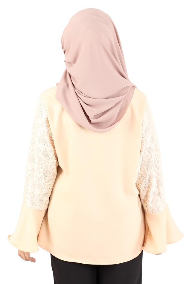 QA-366 Muslimah Flounce Sleeves Blouse Cream