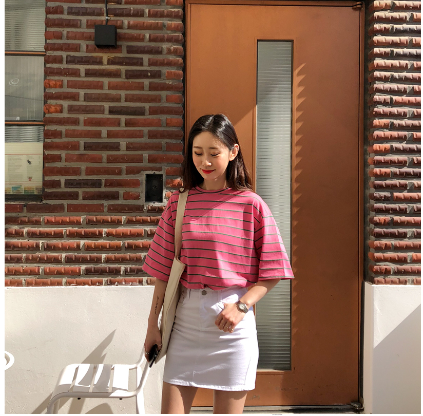 KB10041 Pretty Stripe Top Pink