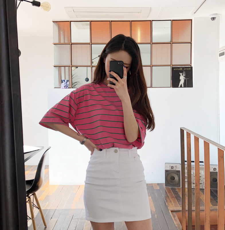 KB10041 Pretty Stripe Top Pink