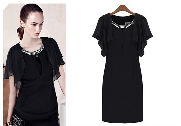 WD21221 Charming Chiffon Dress Black