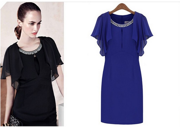 WD21221 Charming Chiffon Dress Blue