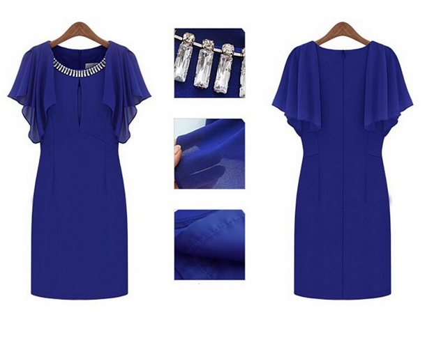 WD21221 Charming Chiffon Dress Blue