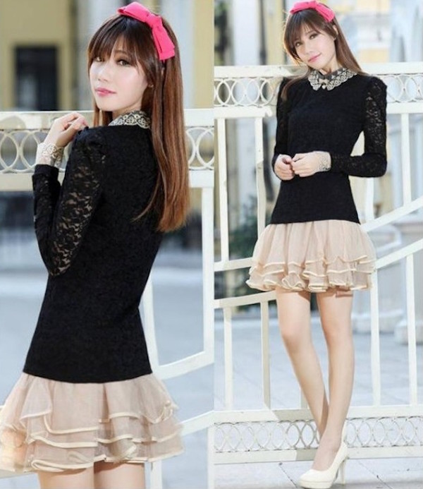 WT21236 Pretty Lace Top Black