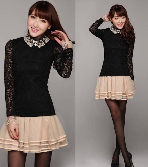 WT21236 Pretty Lace Top Black