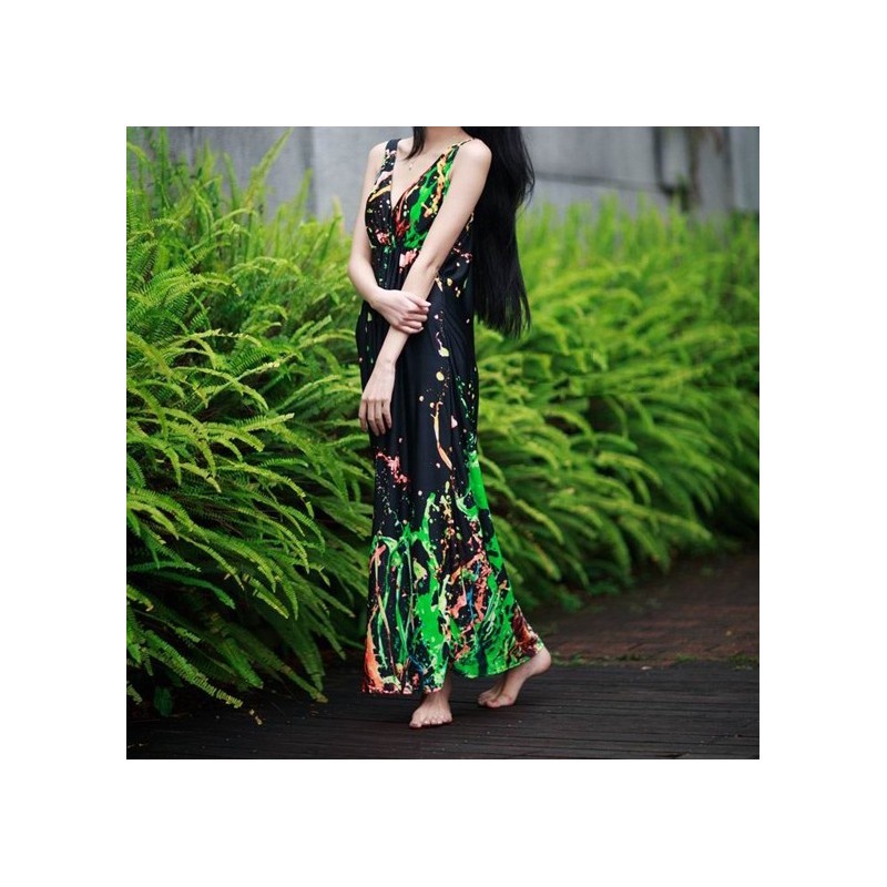 WD21356 Elegant Maxi Dress Green