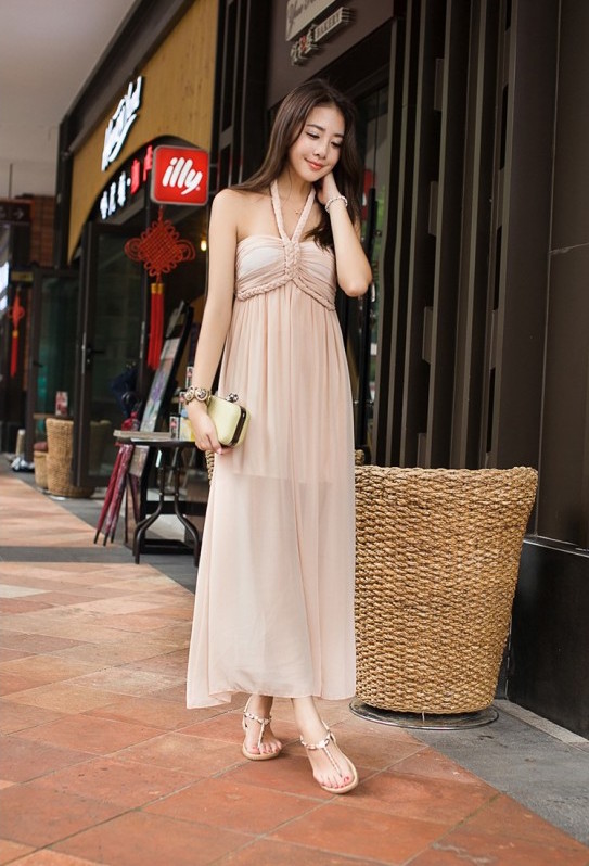 WD21357 Halter Neck Dress As Picture